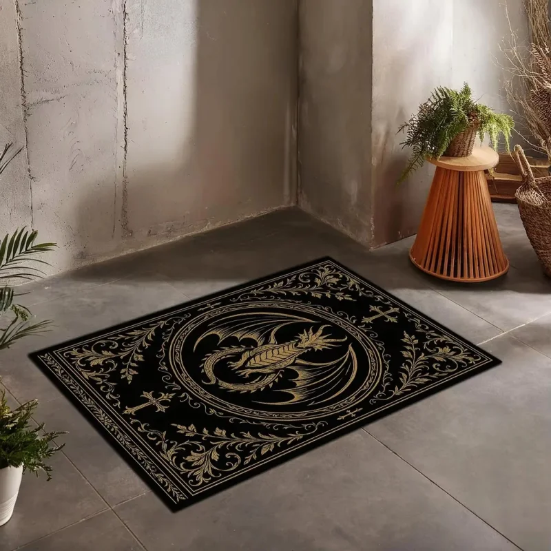 VIKAMA Gothic Spooky Halloween Welcome Mat Pumpkin Spider Web Printed Non Slip Rectangle Entryway Front Door Holiday Decor Rug