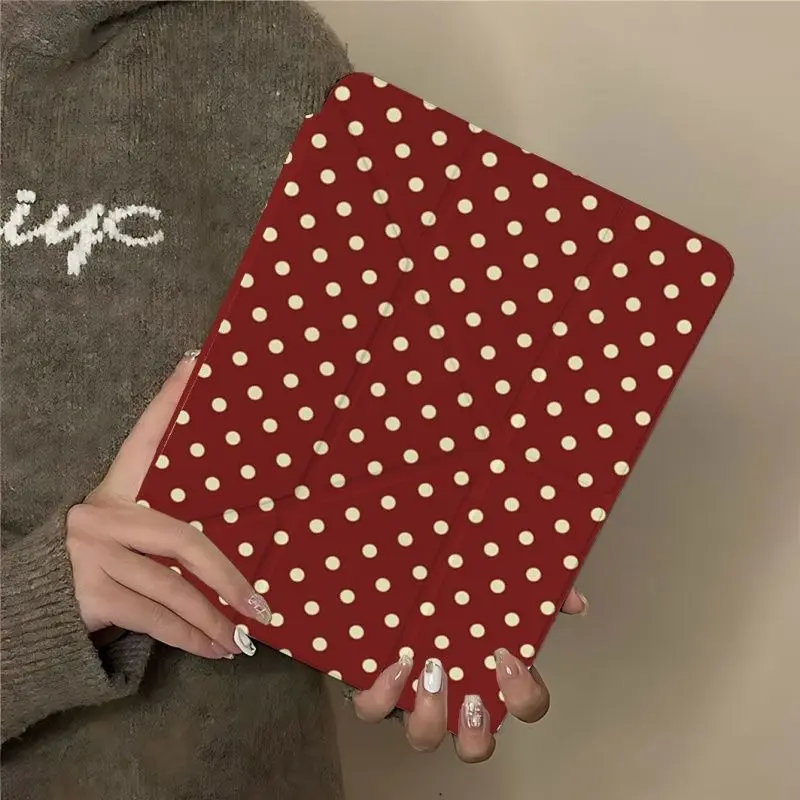 Advanced Wine Red Grid Ripple Dots For iPad Pro Air 13 11 M5 M4 M3 M2 2 1 11th A16 12.9