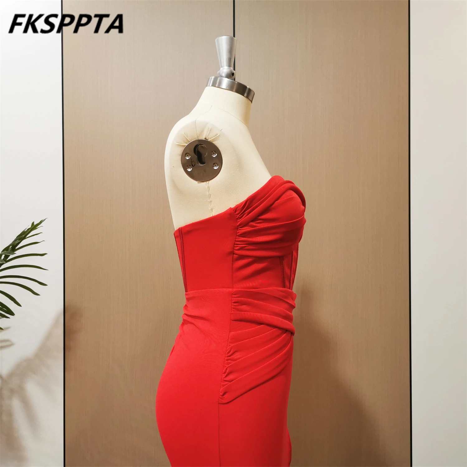 Vestido de noche rojo de sirena con Espalda descubierta, traje largo elástico con abertura lateral, ideal para fiesta de graduación, fotos reales, 2024, en Stock