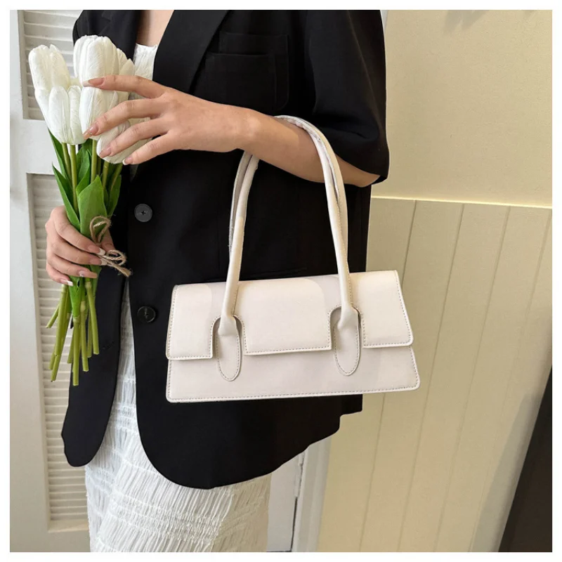 2023 New Handbag French Style PU Leather Solid Color Art Popular Design Shoulder Bag Business Travel Casual Shopping Phone Pouch