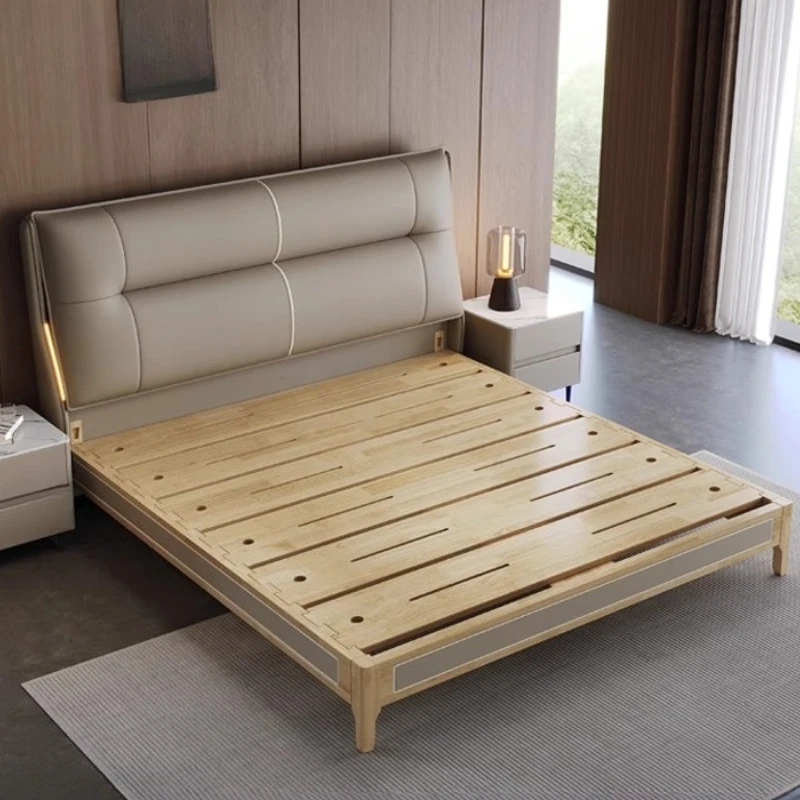 

Leather Light Luxury Bed Bedroom Modern Trendy Princess Sleeping Queen Design Frame Lounge Bed Headboards Muebles Furniture