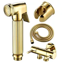  Gold Hand Held Bidet Sprayer Douche Toilet Kit Brass Shattaf Shower Head Copper Valve Set Jet Bidet Faucet Set