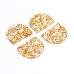 Tortoise Shell Earring Charm, Acrylic Beads,Special D Shaped Pendants,Boho,1 Holes Earrings Parts,30x35mm