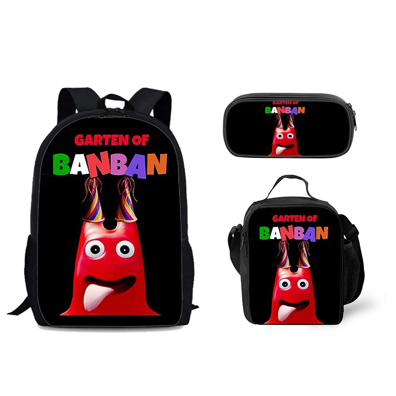 Harajuku Novelty Garten of banban 3pcs/Set Backpack 3D Print School Student Bookbag Anime Laptop Daypack Lunch Bag Pencil Case