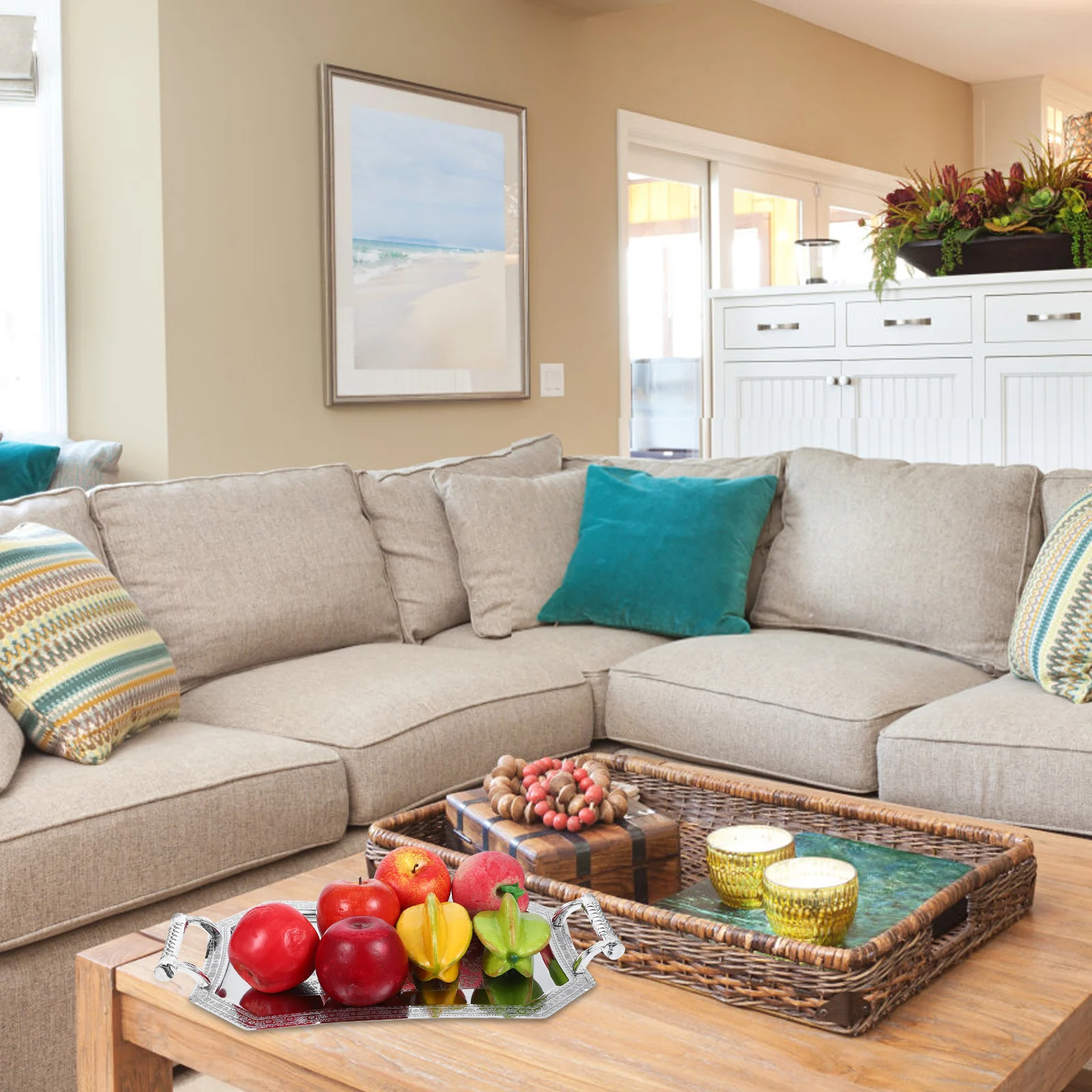 

Элегантный серебряный сервировочный поднос с ручками в стиле ретро, блюдо для десерта для вечеринки, домашнего декора, сервировочный поднос с ручками, декоративные тарелки