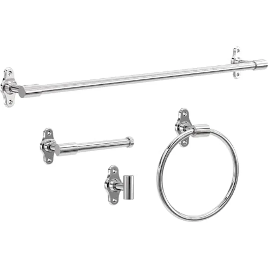 

Calloway 4-Piece Bathroom Set 18" + 6" Towel Rack, Toilet Paper Holder, Hand Towel Holder, Hook 4-Piece Bath Hardware Accessori