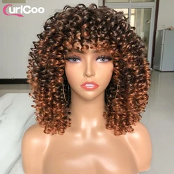 Short Curly Blonde Wig With Bangs Afro Kinky Curly Wigs For Black Women Synthetic Natural Ombre Red Wigs Cosplay Wig