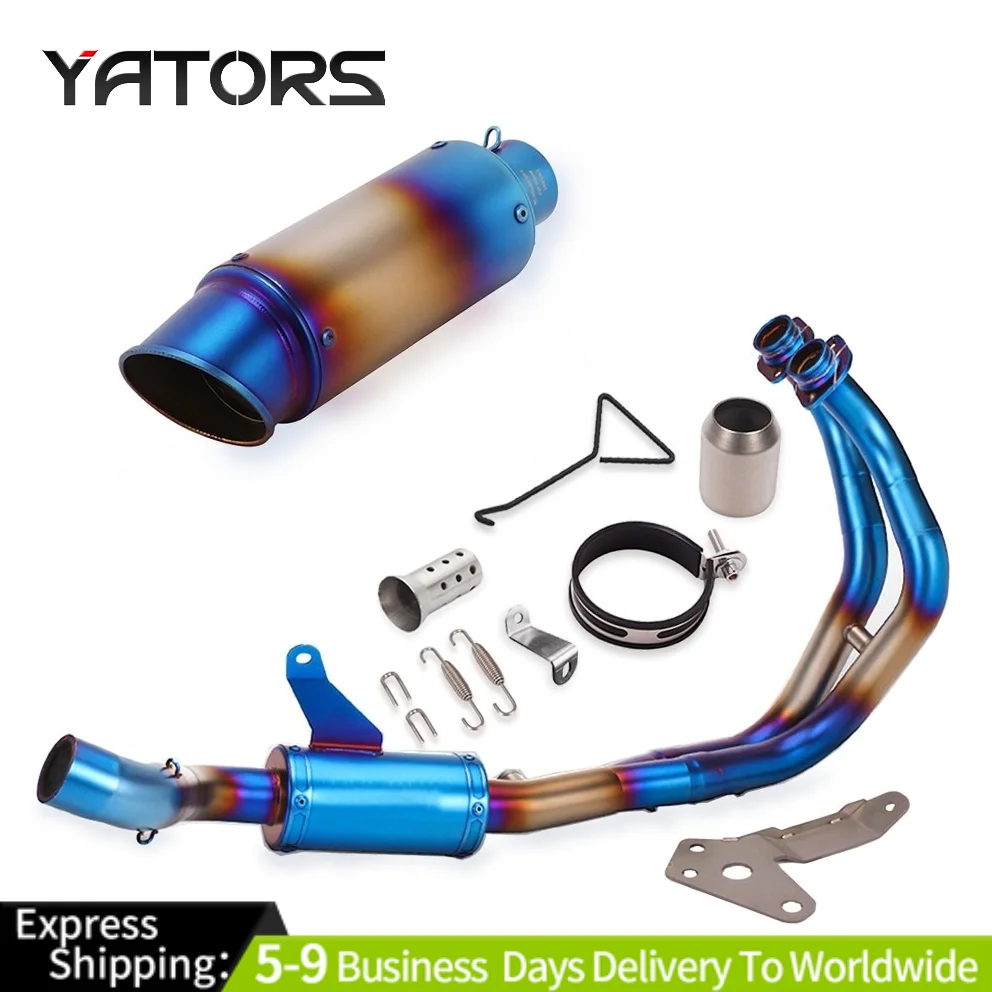 

For Yamaha YZF-R7 21-25 MT-07 Bolt-on Full Exhaust Header Link Pipe Muffler Blue Exhaust Systems Exhausts Pipes