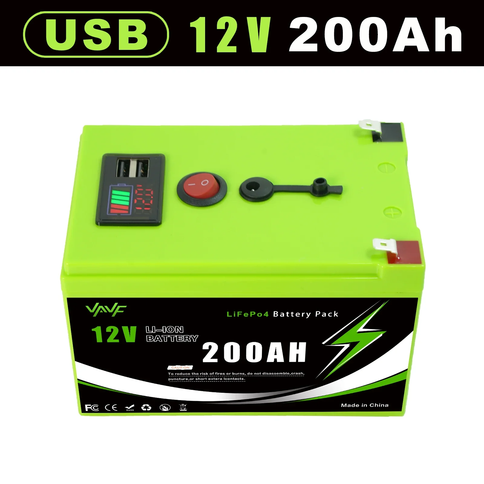 Lithiumbatterij met hoge cyclus 12V 200Ah LiFePO4 Deep Cycle-batterij Lronfosfaatbatterij ? Ideaal voor off-grid solar ? Kamperen en campers