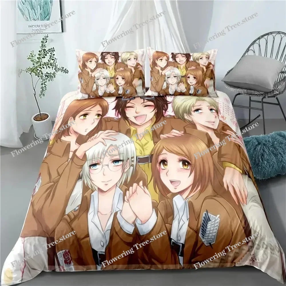Fashion Anime Attack on Titan Home Textile Pillow Case 3D Bed Linen Duvet Covers Kids Comforter Bedding Sets For Home Textiles