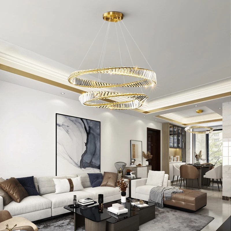 Italian Luxury Crystal Ceiling Lamp Modern Master Bedroom 2025 New Creative Ring Dining Living Room Led Light Luster Chandelier