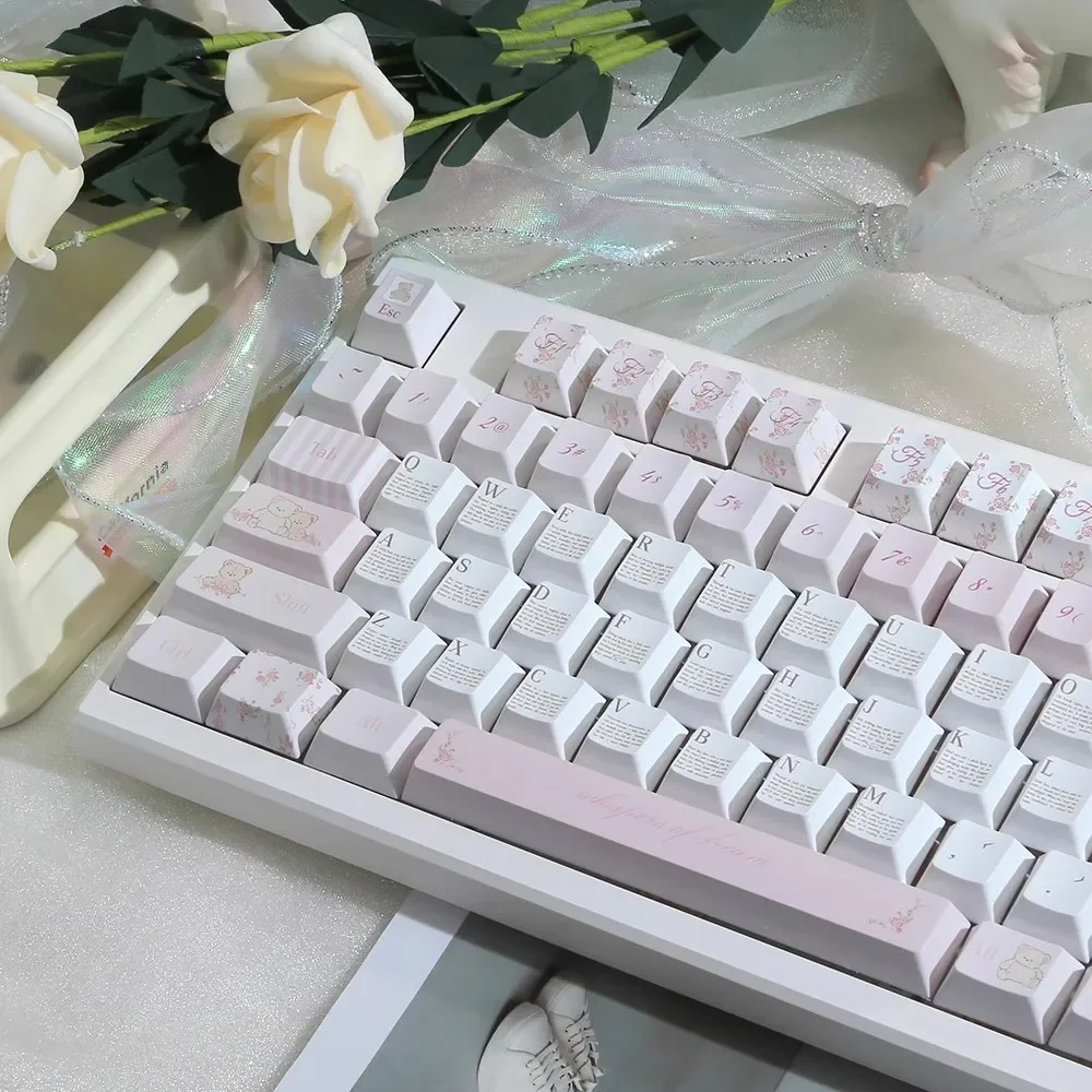 

Bear Flower Cambodia Keycap Retro Black Powder Keycap Original Height PBT Material Customized Mechanical Keyboard Keycap