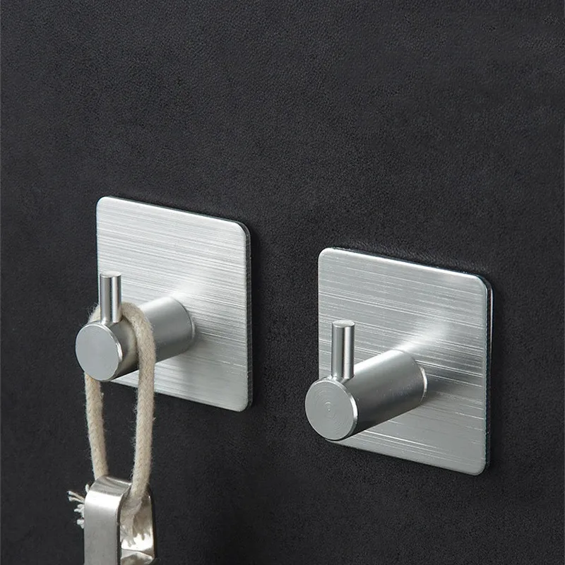 Ganchos adhesivos de aleación de aluminio para colgar ropa, colgador de llaves, colgador de toallas de cocina, gancho de puerta, accesorios de baño,