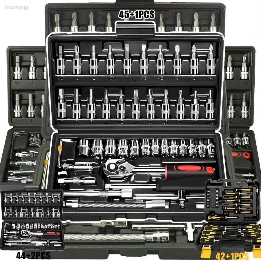 الراقية المهنية 45 + 1/44 + 2/42 + 1 قطعة مجموعة آلات إصلاح السيارات/الدراجة ، سباق الصف قطع غيار السيارات إصلاح اسئلة وجع