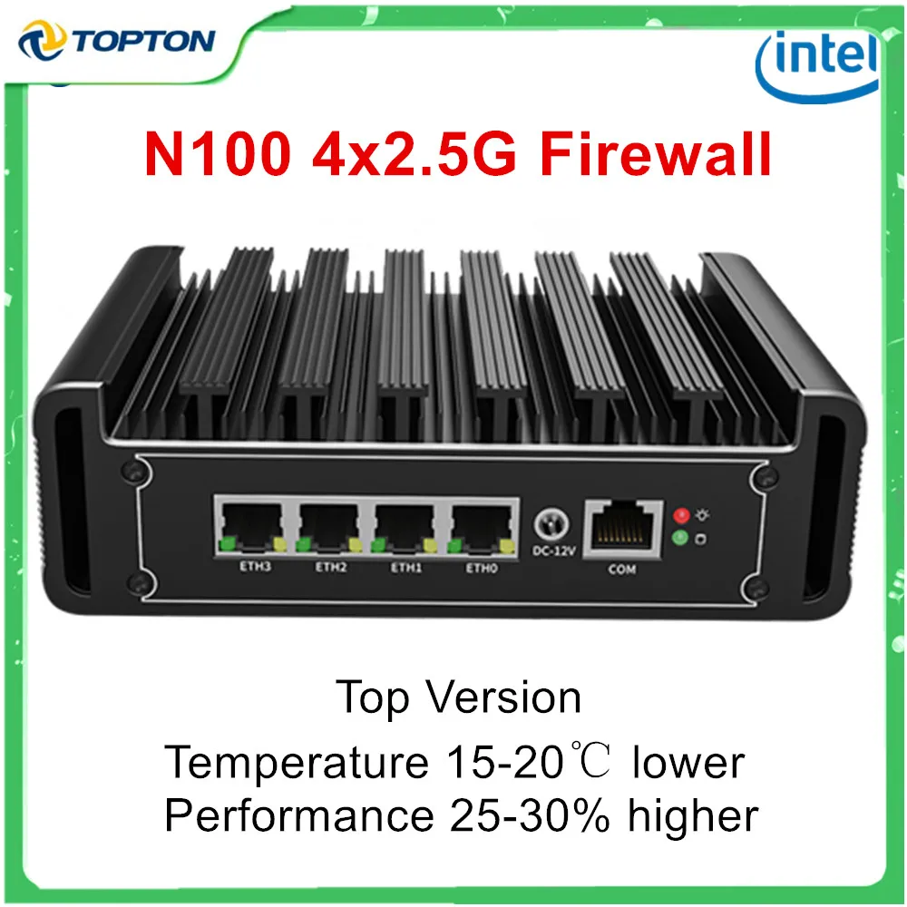 

Topton 4x 2.5G Intel i226-V Solid Firewall Mini PC N100 Top Version Fanless Soft Router Micro Appliance pfSense Proxmox AES-NI