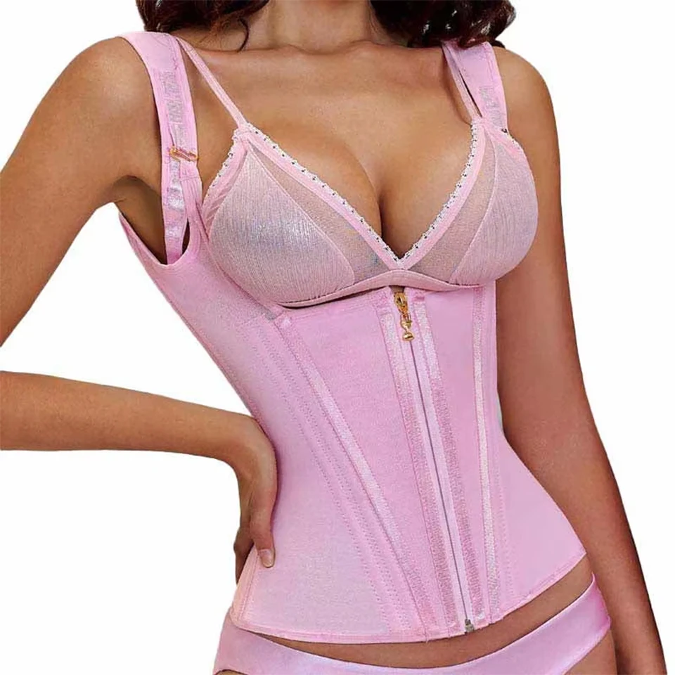 Fajas Girdles With Row Buckle Zipper Vest Postpartum Corset Waist Trainer Body Shaper For Women Sexy Shaping Curve Slimming Belt