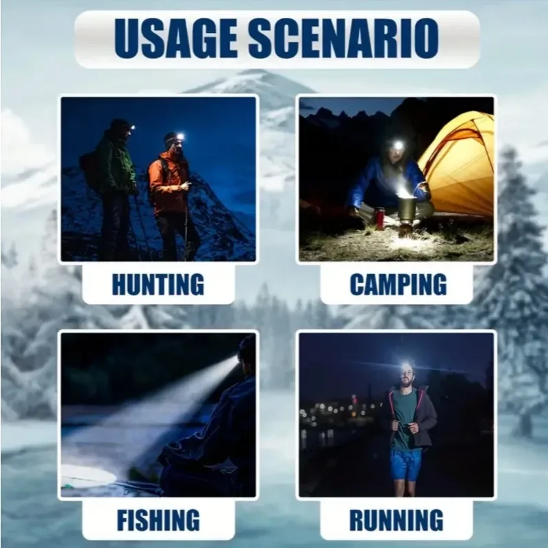 LED Induction Headlamp Portable Work Light USB Rechargeable Multifunctional Head Torch LED Head Flashlight for Camping Hiking