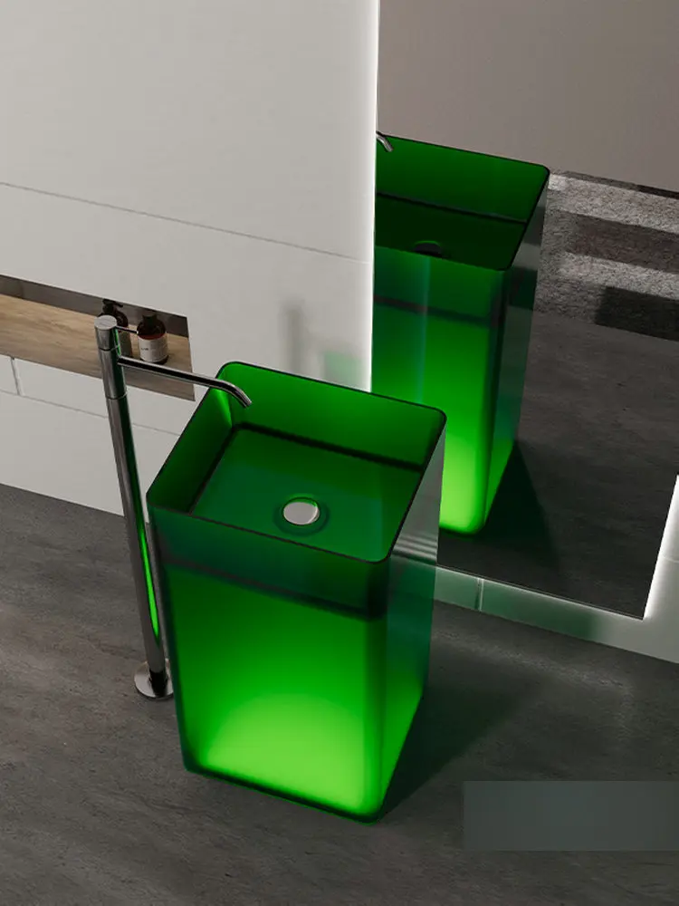 

Cream style clear resin column basin, independent floor standing colorful washbasin, high quality beautiful washbasin YX543KI