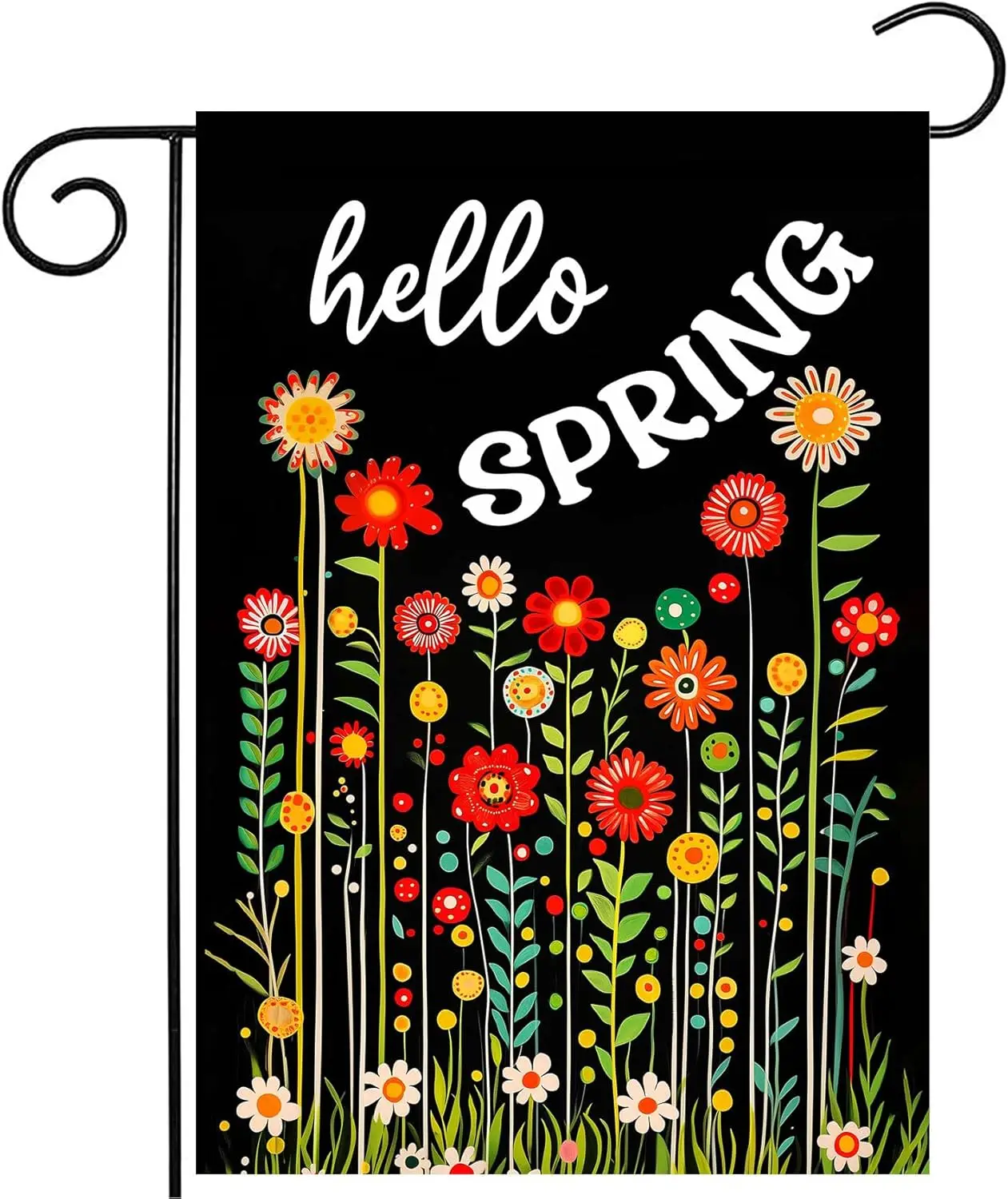 Morigins Hello Spring Floral Garden Flag Double Sided Colorful Flowers Summer Farmhouse Outside Decoration 12.5×18 inch WWP