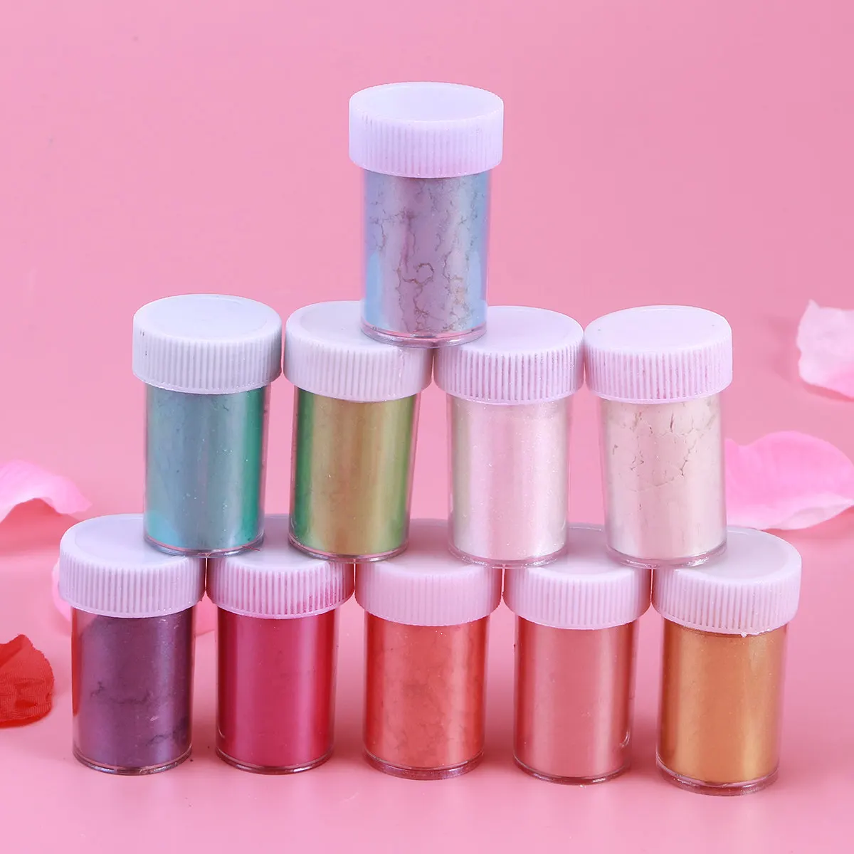

10Pcs Mica Powder Mineral Pigments Fast Melting Shimmer for Handmade Soap Eye Shadow Nail Art Mica Powder