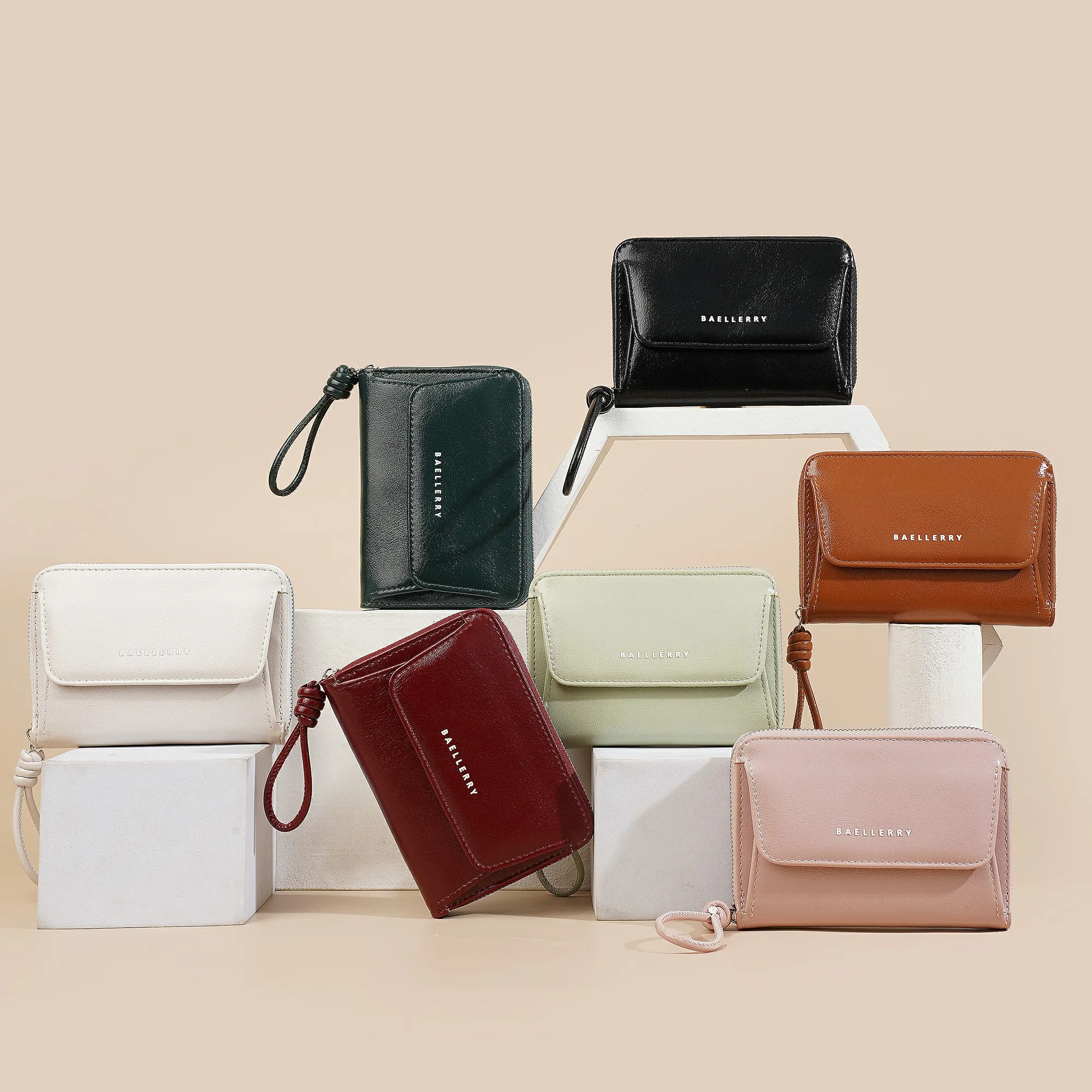 Baellerry Damen-Geldbörse mit kurzem Reißverschluss und Handschlaufe, 7 Kartenfächer, Ausweisfenster, Münzfach, minimalistisch, tragbare Geldbörse, kleine Alltagsgeldbörse, Geschenk für Mädchen – Detail 26
