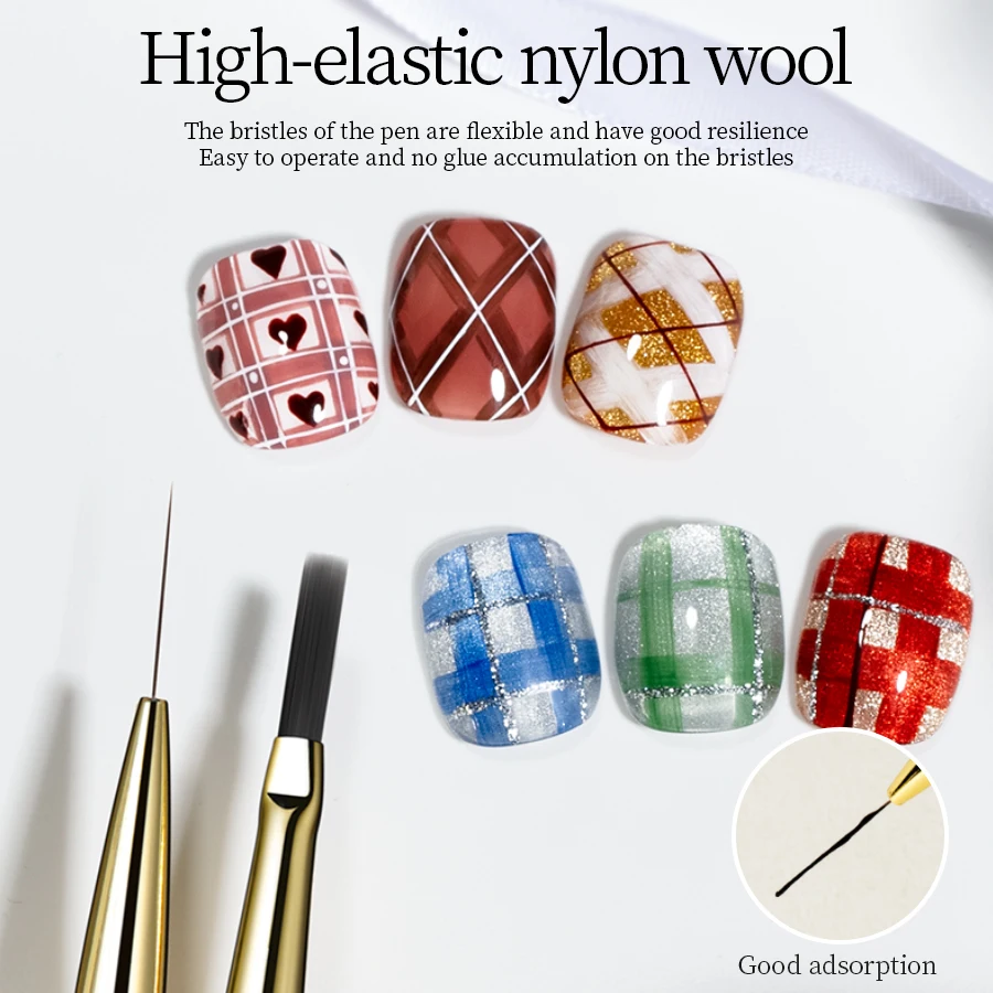 RSNAIL Nail Art Brush Set Vintage Checker Brush Ultra-Fine Drawing Painting Brushes Nail Art Kit with Y2K Style Manicure Tools