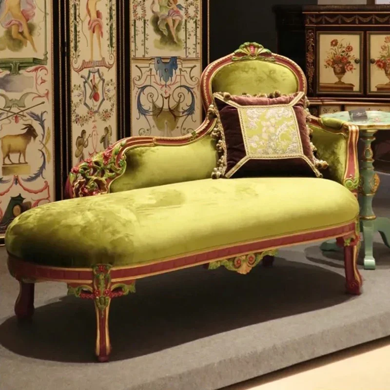Hand-carved French aristocratic fabric Lazy sofa chair Beauty couch Leisure recliner