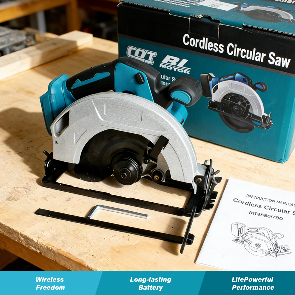 Tungfull 7 Inch 180mm Brushless Circular Saw 5000RPM Power Tool with 45° Adjustable Cutting for Dewalt Makita 20V Battery