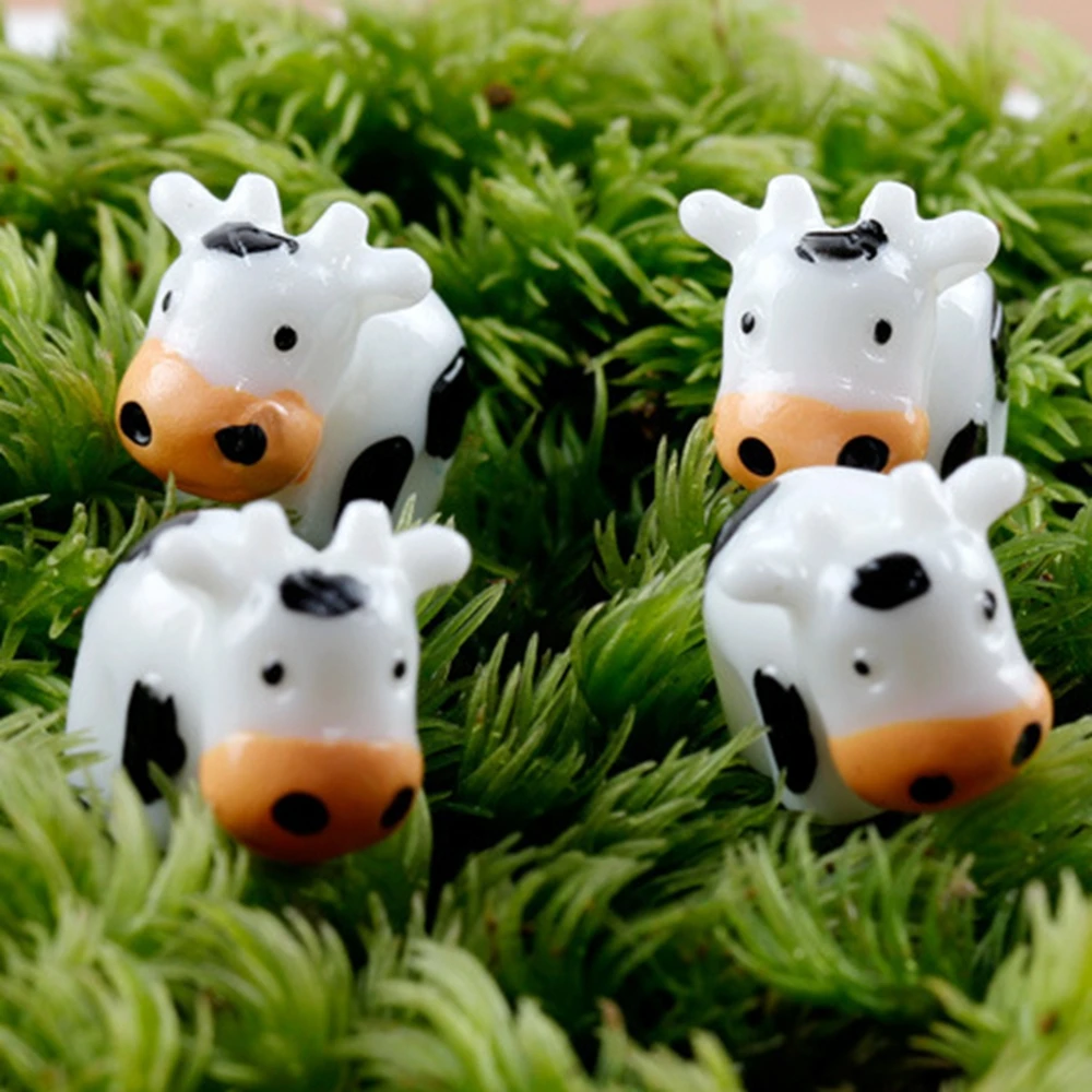 10pcs Kawaii Mini Cow Animals Home Micro Fairy Garden Figurines Miniatures Home Garden Decoration DIY Accessories