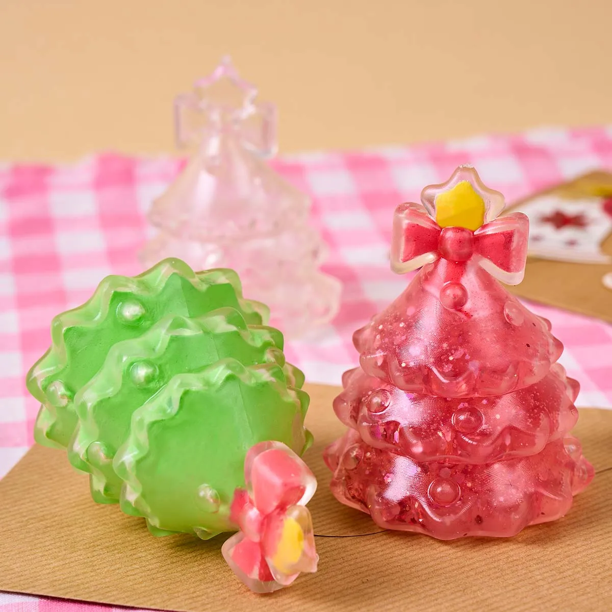 3D Christmas Tree Shape TPR Hollow Ball Skin DIY Squishy Relief Squeeze Toy with Sealing Plug Blank Skin Fillable Fidget Materia view 2