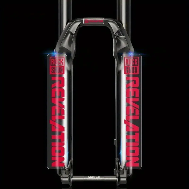 Conjunto de Adesivos de Proteção em Vinil para Haste de Garfo de Bicicleta (2 Peças) com Logotipo e Pinos para Amortecedor Rockshox de Bicicleta de Montanha