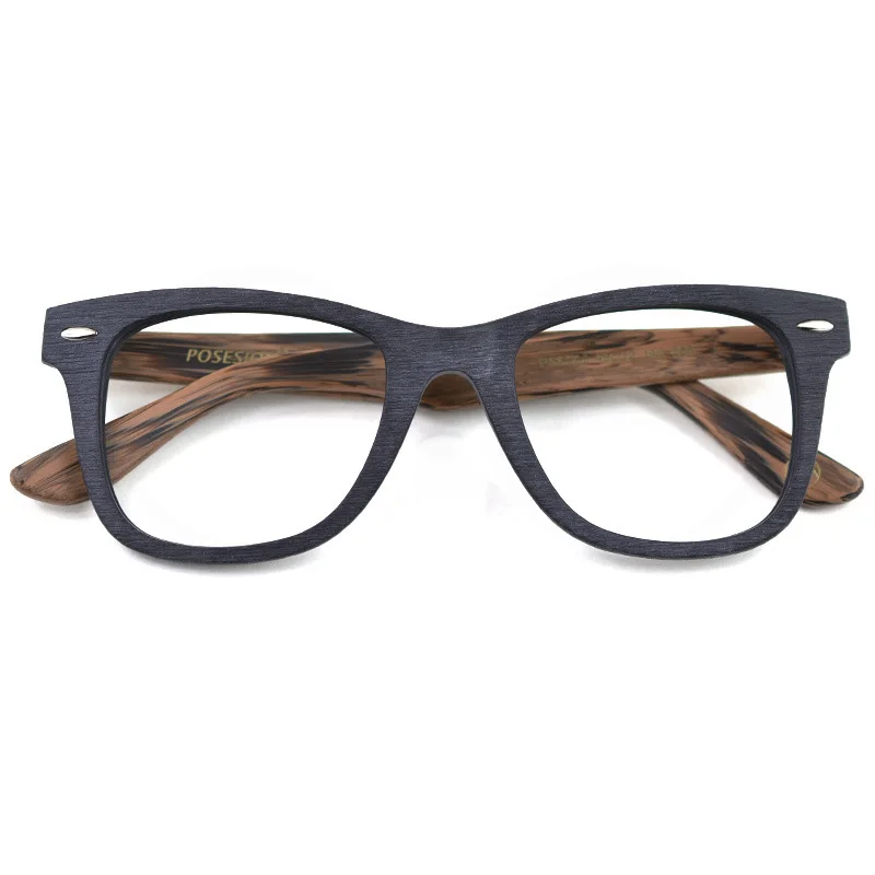 HDCRAFTER Glasses Frame for Custom Optical Prescription Glasses Clear Lenses Man Classic large Wooden full-rim Frame Myopia