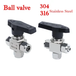Tee 3 Ways Fit 6x4 8x5 8x6 10x6.5 10x8 12x8 12x10 mm Hose Quick Twist Shut Off Ball Valve 304 316 Stainless Steel Pneumatic Air