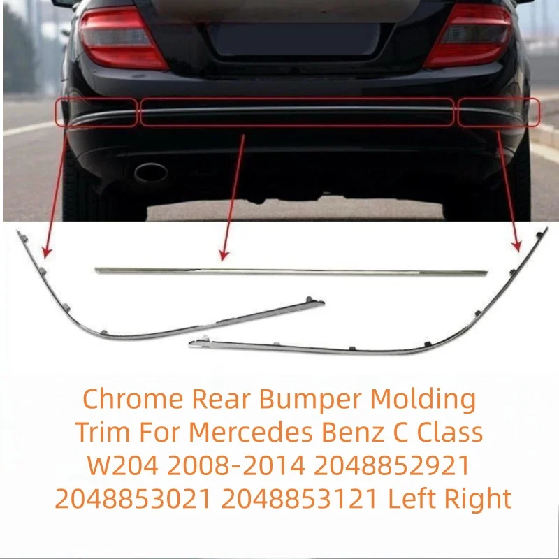 Chrom-Heckstoßstangen-Zierleiste für Mercedes Benz C-Klasse W204 2008-2014 2048852921 2048853021 2048853121 Links Rechts