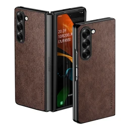 Premium Luxury leather Phone Case for Samsung Galaxy Z Fold 6 7 5 4 3 Funda Retro Business Style Solid color cover