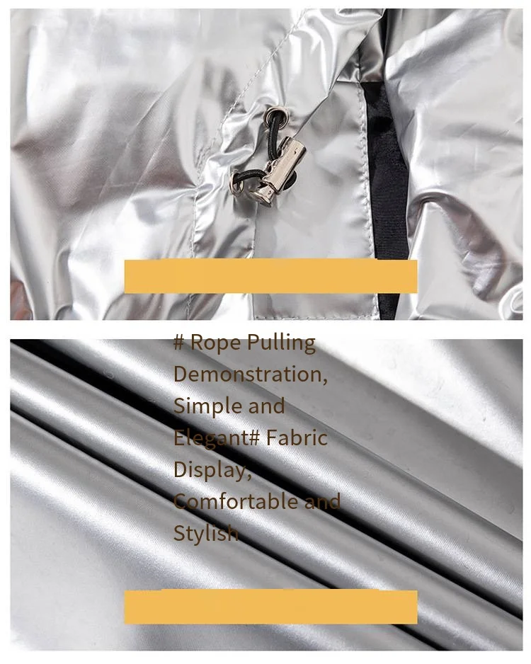 Frühlings- und Herbst-Glanzjacke, große Größen, trendige Marke, reflektierende Herrenjacke aus hellem Stoff in Silber, lässige sportliche Kapuzenjacke – Detail 3