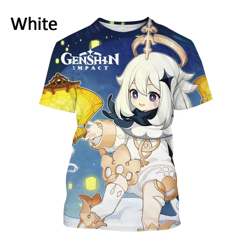Лидер продаж, футболка с 3d принтом Genshin Impact, индивидуальный Повседневный модный топ унисекс с круглым вырезом и коротким рукавом