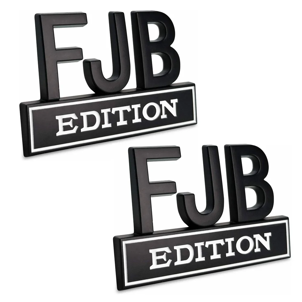 

2Pcs Black White Lets Go Brandon FJB Edition Door Rear Tailgate Emblem Universal Car Decor Sticker Accessories Decal