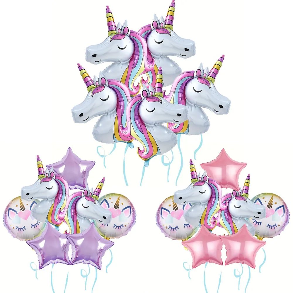 Regenbogen-Einhorn-Themen-Sternenfolienballons-Set für Kindergeburtstagsfeiern, Babypartys, Hochzeitsdekoration, Geschenke, Fotorequisiten