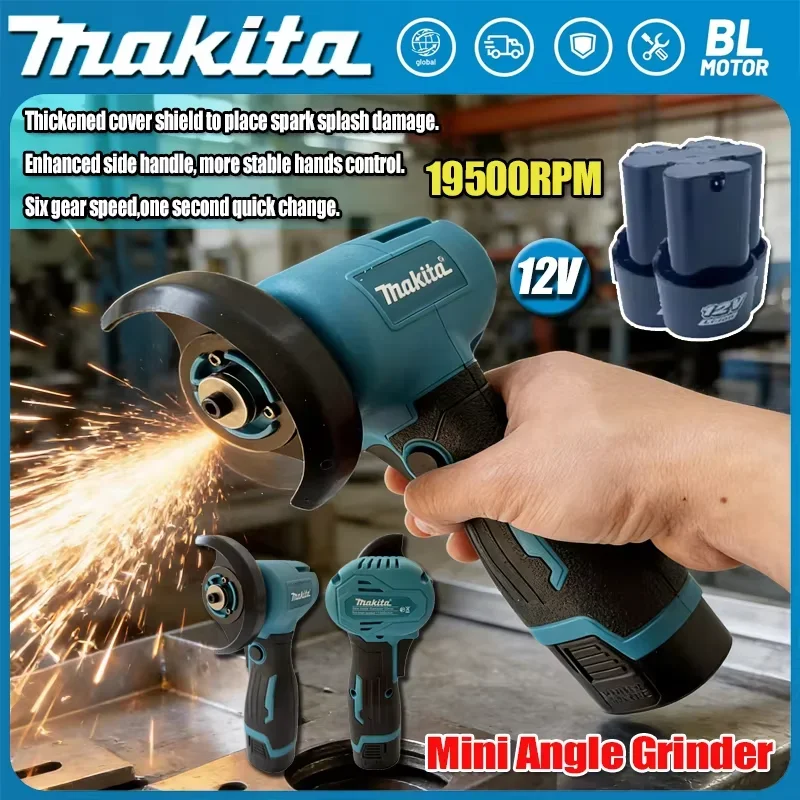 Makita 12V Cordless Miniature Rechargeable Mini Angle Grinder with Battery Cutting Blade Polishing Grinder for Cutting Diamond