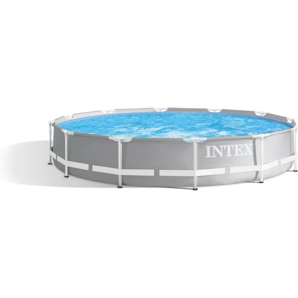 12 Foot x 30 inch Prism Frame 6 Person Outdoor Round Above Ground Swimming Pool with Easy Set-Up, (Filter Pump Not Included)