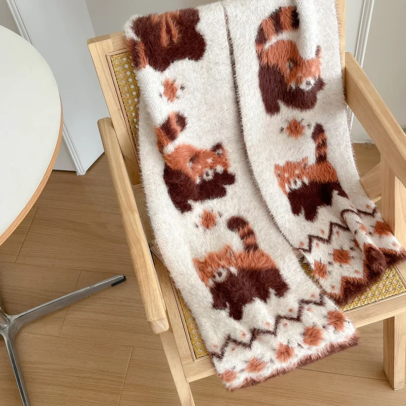 ﻿ لطيف لوليتا الكرتون الدب الصغير أفخم وشاح الخريف الشتاء سميكة الدافئة تنوعا وشاح للرقبة Y2k الفتيات الملحقات الدافئة ﻿