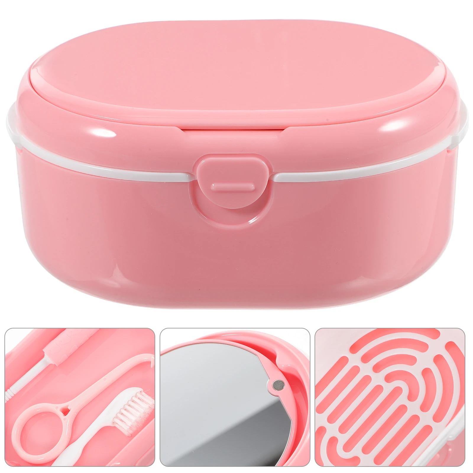 

Portable Denture Case Retainer Plastic Holder Soaking Container thodontic Mouth Guard Box Storage False Teeth Care ganizer
