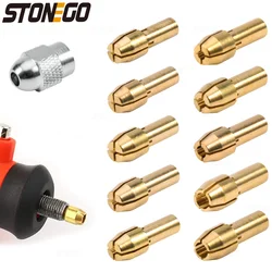 STONEGO 11 sztuk Mini wiertarka mosiężna zestaw uchwytów wiertarskich, chwyt 4.3mm, uchwyt 0.5-3.2mm, nakrętka M8 x 0.75, obrotowy akcesoria narzędziowe