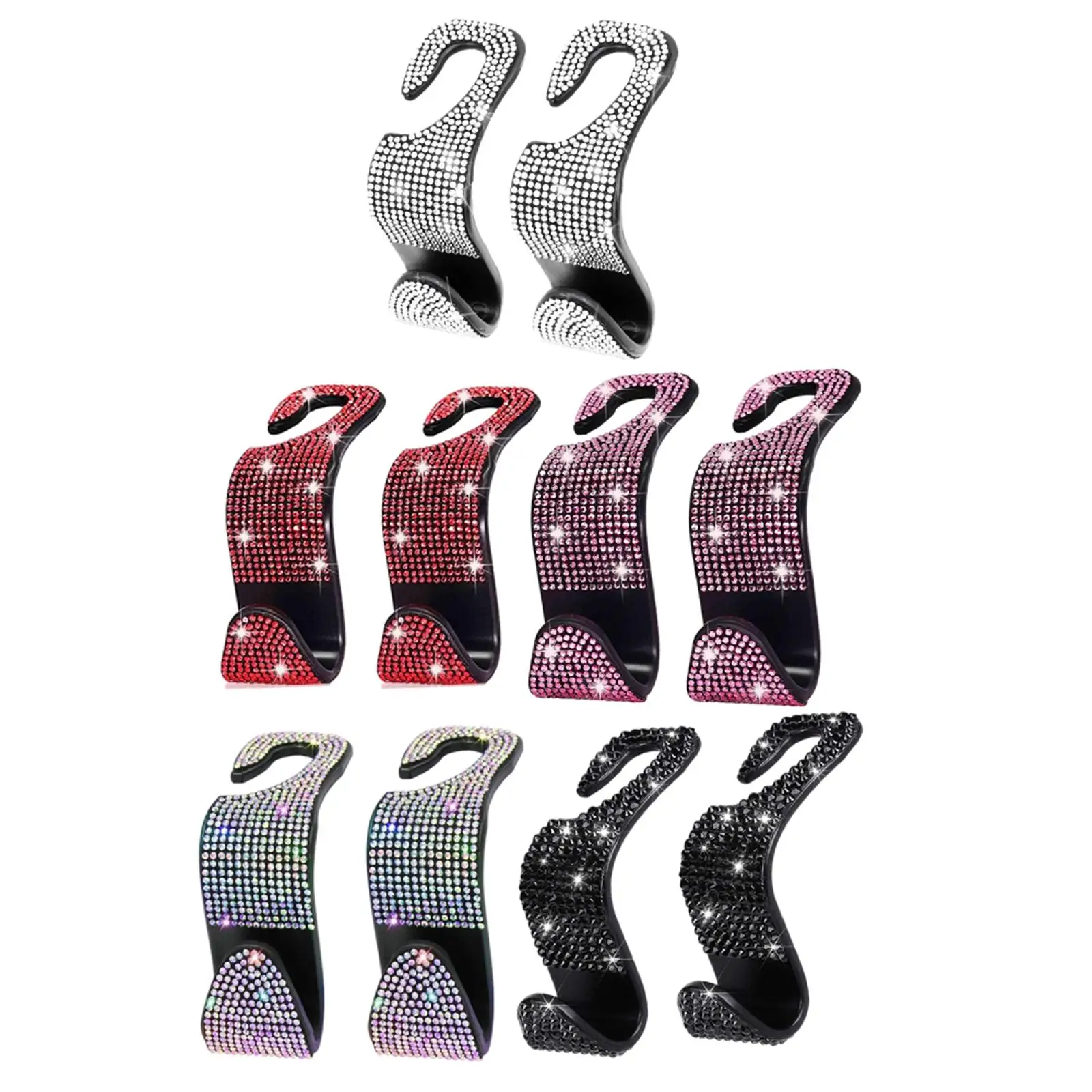 2Count Rhinestone Diamond Car Seatback Storage Hook Hanger Professional