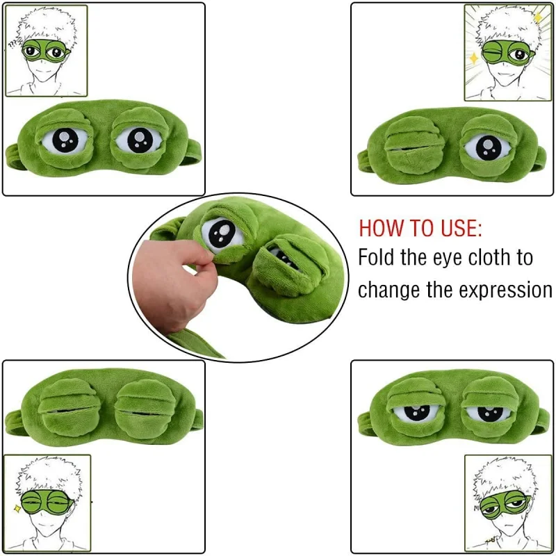 Eye Mask for Sleeping Sleep Masks for Women Pepe Mask Soft Comfort Eye Mask Travel Yoga Nap Sad Frog Breathable Block Out Light