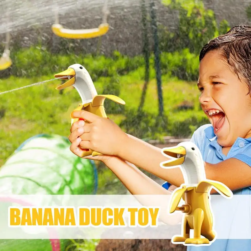 Squirter de agua para niños pequeños, pato plátano, playa, remojo de agua, juguetes de chorro ergonómicos portátiles para piscina, actividades al aire libre