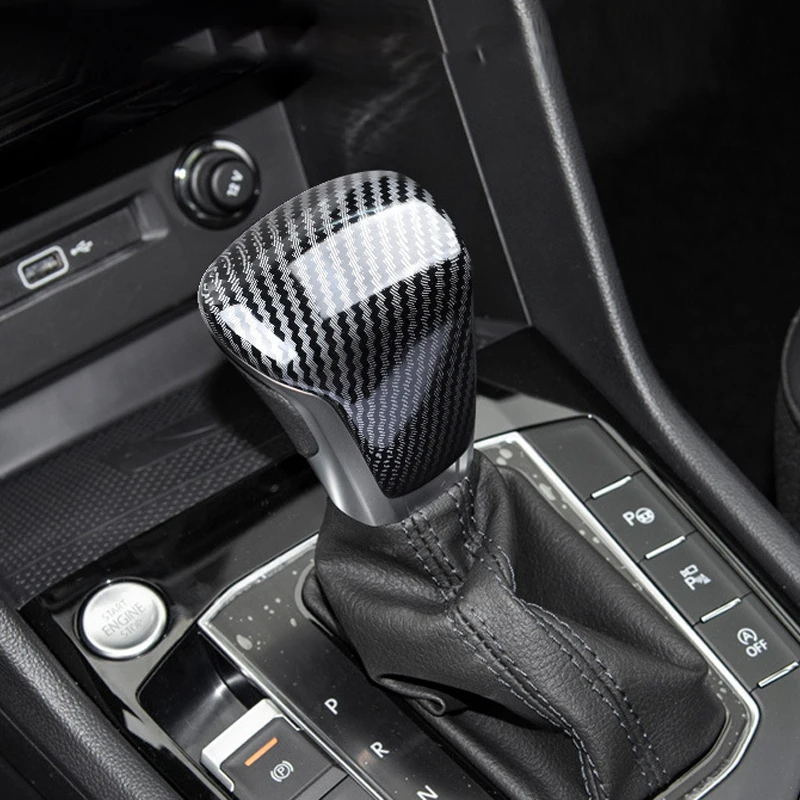 LHD Car Carbon Fiber Gear Shift Lever Knob Cover Trim ABS For Volkswagen VW TIGUAN L X PHIDEON X Auto Accessories 2017-2023