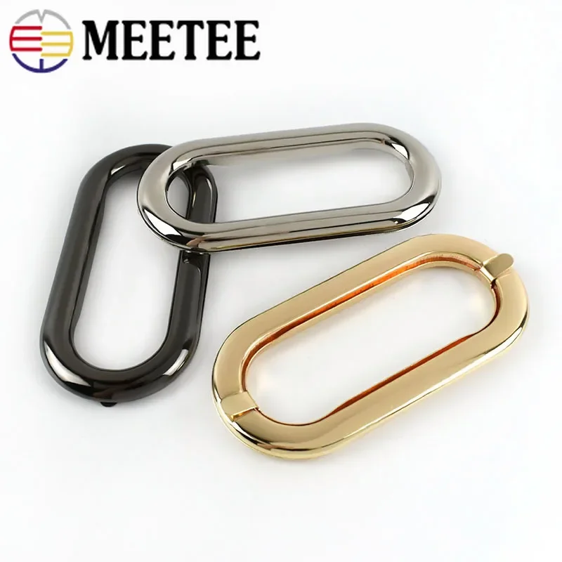 Meetee 2/4Pcs ID75mm/ID88mm Oval Rings Metal Handle Hook Bag Handles Bags Eyelet Frame Kiss Clasp Clutch Buckle DIY Accessories