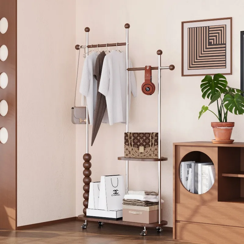 Modern Rolling Standing Metal Clothes Rack Garment Storage Organizer Bedroom Clothing Display Stand